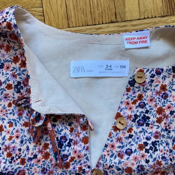 Zara Baby Boho Floral Mini Dress. Size 3-4 Years. - Picture 4 of 6